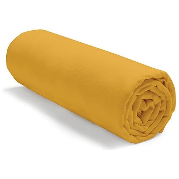 TODAY Drap housse jersey 100% coton - 90x190 cm - Jaune safran TODAY