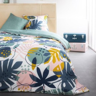 Parure de lit Sunshine - 2 personnes - 220 x 240 cm - 100% coton - Ble