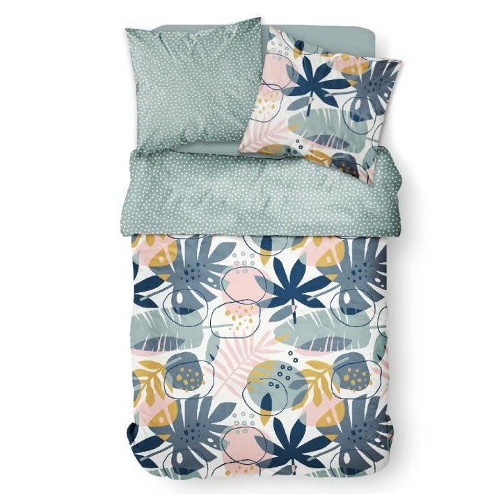 Parure de lit Sunshine - 2 personnes - 220 x 240 cm - 100% coton - Ble