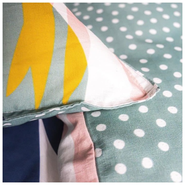 Parure de lit Sunshine - 2 personnes - 220 x 240 cm - 100% coton - Ble