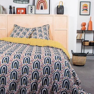 TODAY Parure de lit 2 personnes - 220 x 240 cm - Coton imprime jaune E