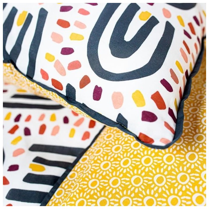 TODAY Parure de lit 2 personnes - 220 x 240 cm - Coton imprime jaune E