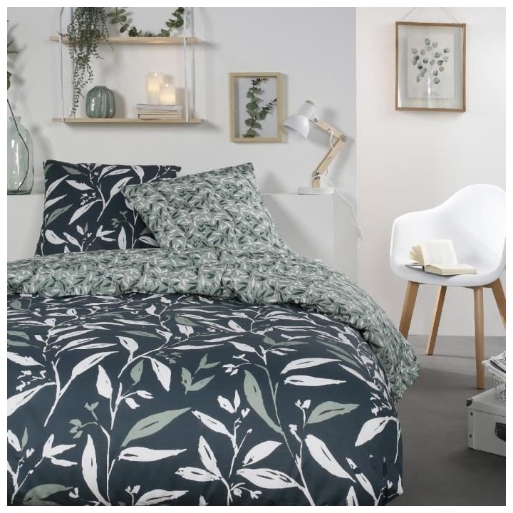 Parure de lit Mawira - 2 personnes - 240 x 220 cm - 100% coton - Bleu