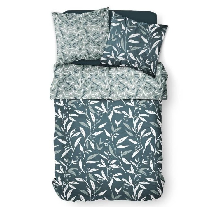 Parure de lit Mawira - 2 personnes - 240 x 220 cm - 100% coton - Bleu