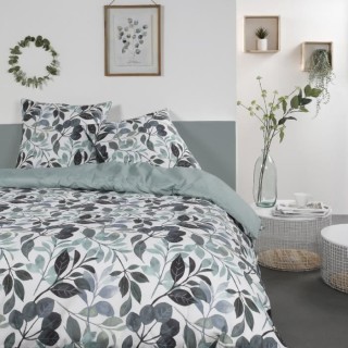 Parure de lit Mawira - 2 personnes - 240 x 220 cm - 100% coton - Vert