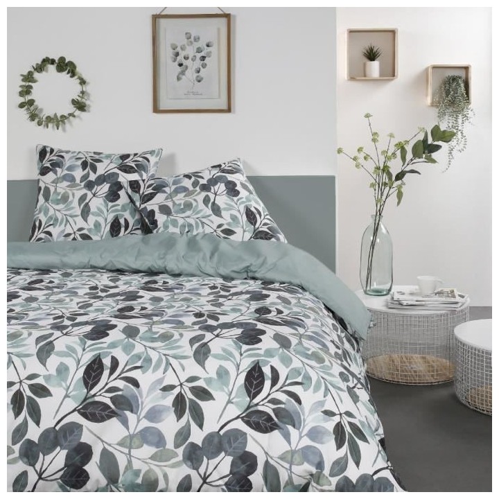Parure de lit Mawira - 2 personnes - 240 x 220 cm - 100% coton - Vert