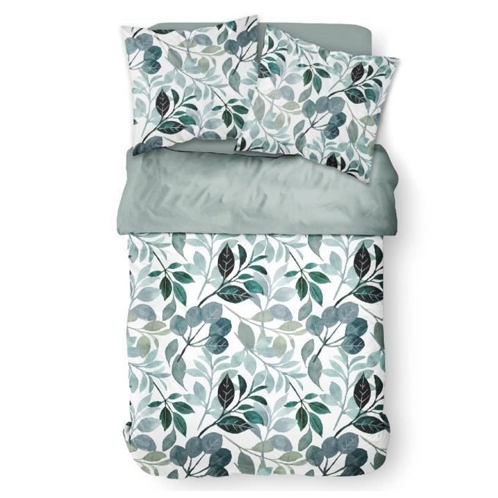 Parure de lit Mawira - 2 personnes - 240 x 220 cm - 100% coton - Vert