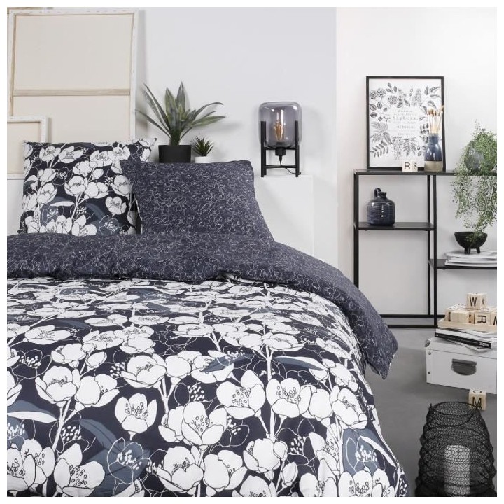 Parure de lit Mawira - 2 personnes - 240 x 220 cm - 100% coton - Bleu