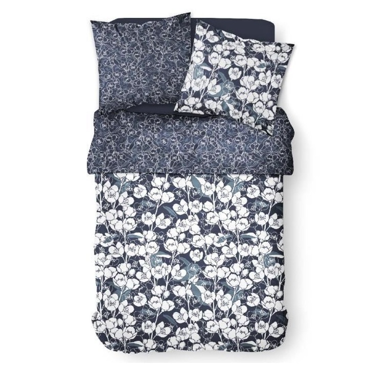 Parure de lit Mawira - 2 personnes - 240 x 220 cm - 100% coton - Bleu
