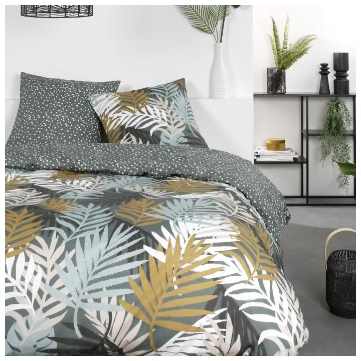 Parure de lit Mawira - 2 personnes - 240 x 220 cm - 100% coton - Bleu