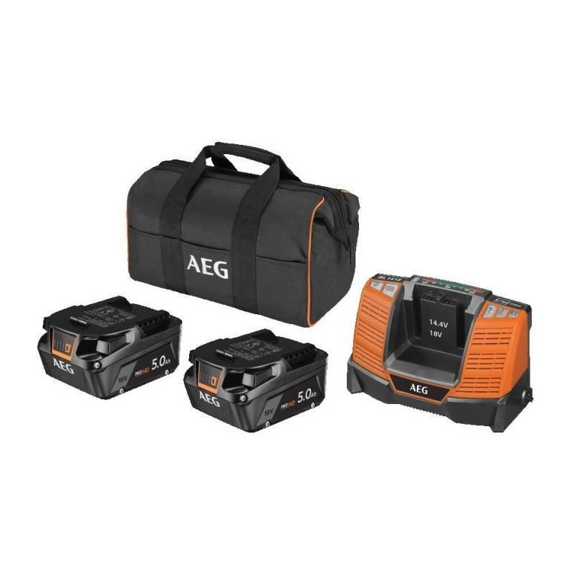 AEG - Pack 18V chargeur + 2 batteries Pro lithium 18V 5 -0 Ah HIGH DEMAND - livrée en sac. - SETLL1850SHD