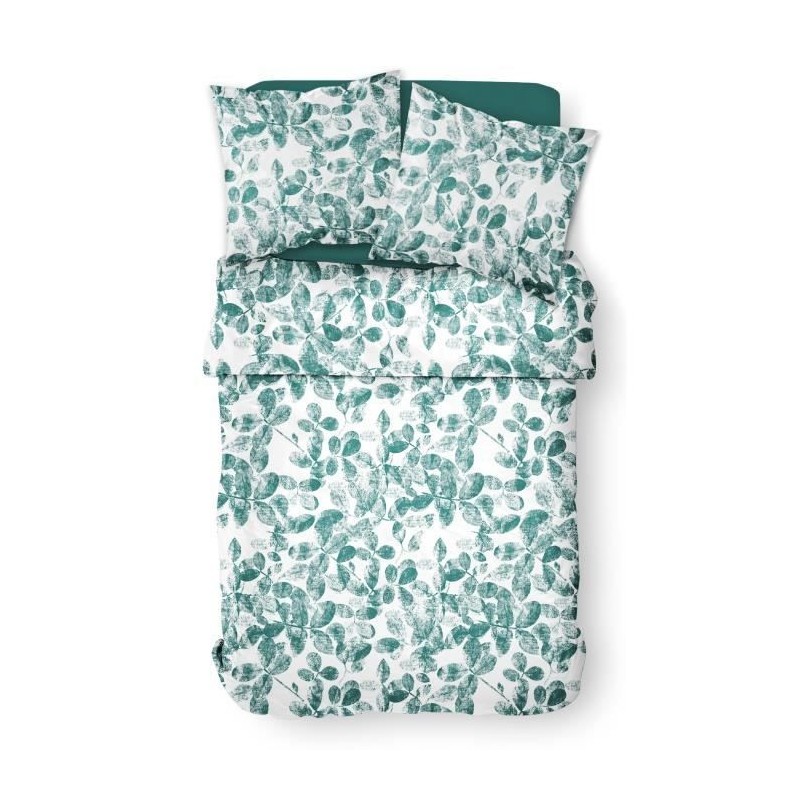 Parure de lit Crazy 2.15 - 2 personnes - 220 x 240 cm - Polyester - Vert Motif Floral - TODAY