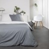 TODAY Parure de lit Coton 2 personnes - 220x240 cm - Bicolore Gris et Blanc Camille