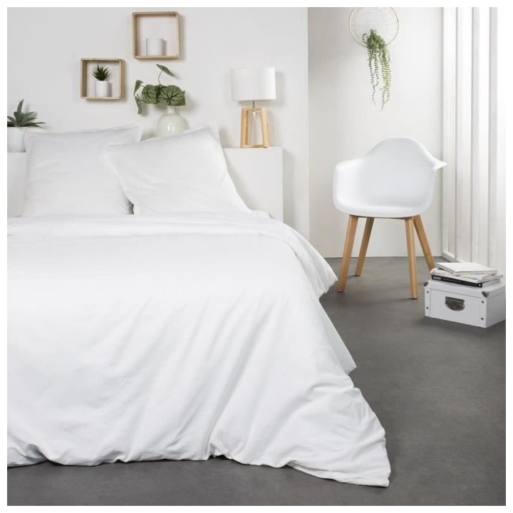 TODAY Parure de lit Coton 2 personnes - 200x200 cm - Uni Blanc Gabriel