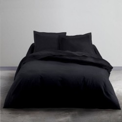 TODAY Parure de lit Coton Sacha - 2 personnes - 220 x 240 cm - Uni Noir