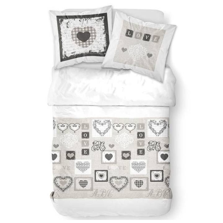 TODAY Parure de lit Coton 2 personnes - 240x260 cm - Imprimé Blanc Ed