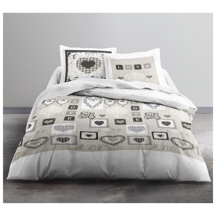 TODAY Parure de lit Coton 2 personnes - 240x260 cm - Imprimé Blanc Ed