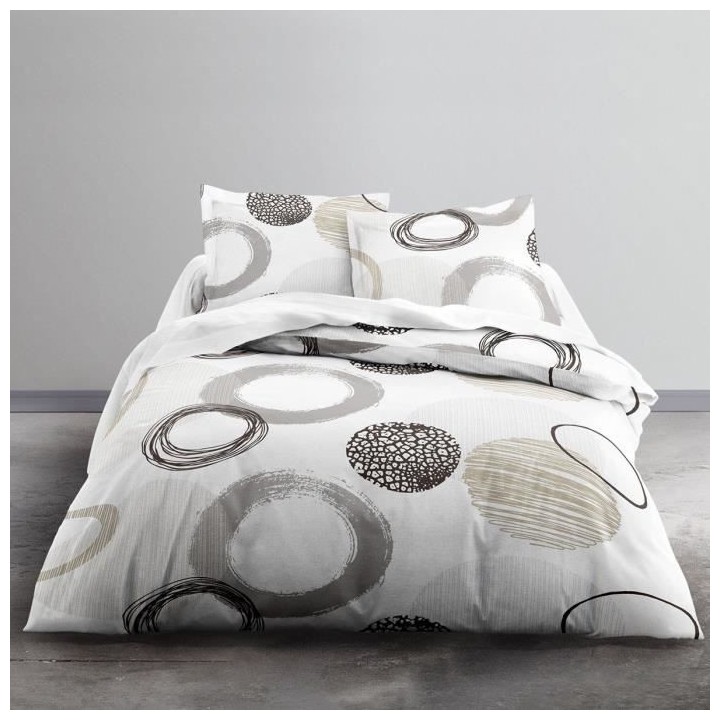 TODAY Parure de lit Coton 2 personnes - 240x260 cm - Imprimé Blanc Ax
