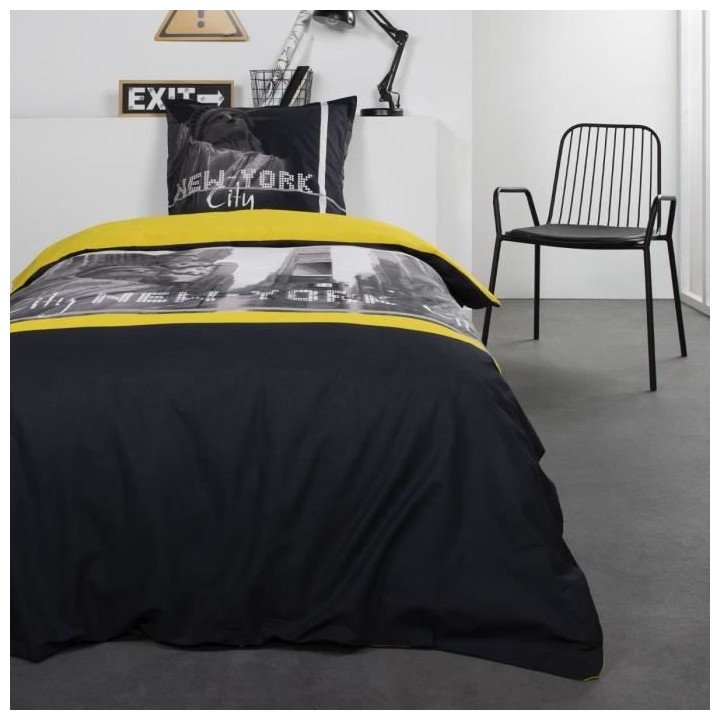TODAY Parure de lit Coton 1 personne - 140x200 cm - Imprimé Jaune Ale