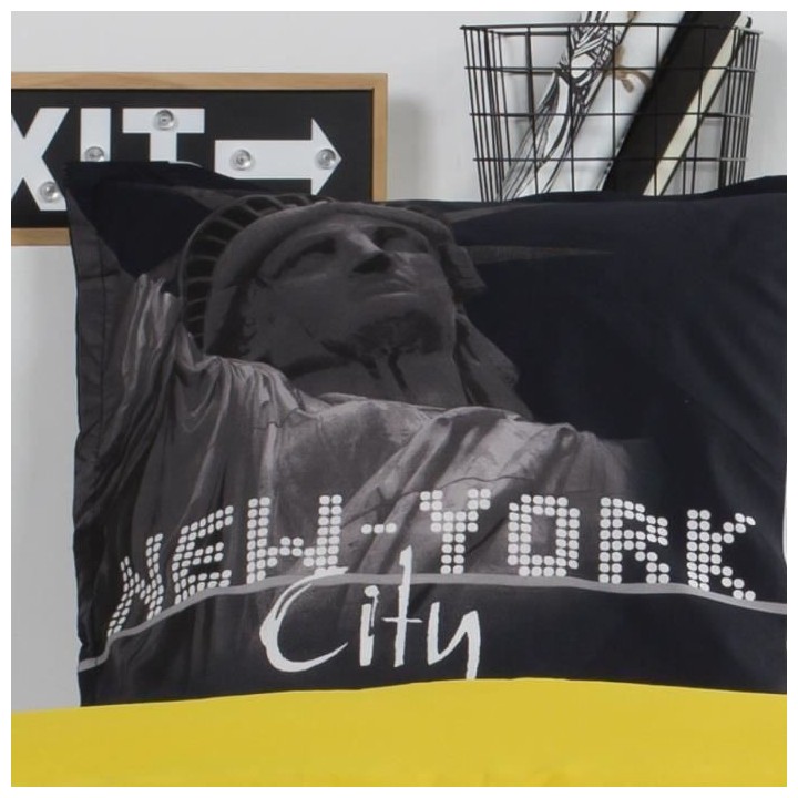 TODAY Parure de lit Coton 1 personne - 140x200 cm - Imprimé Jaune Ale