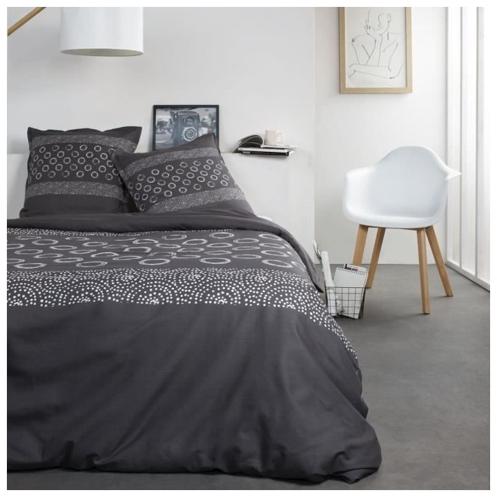 TODAY Parure de lit Coton 2 personnes - 220x240 cm - Imprimé Gris Gae