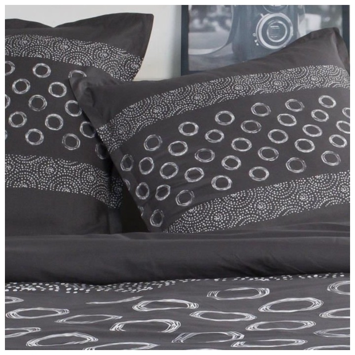 TODAY Parure de lit Coton 2 personnes - 220x240 cm - Imprimé Gris Gae