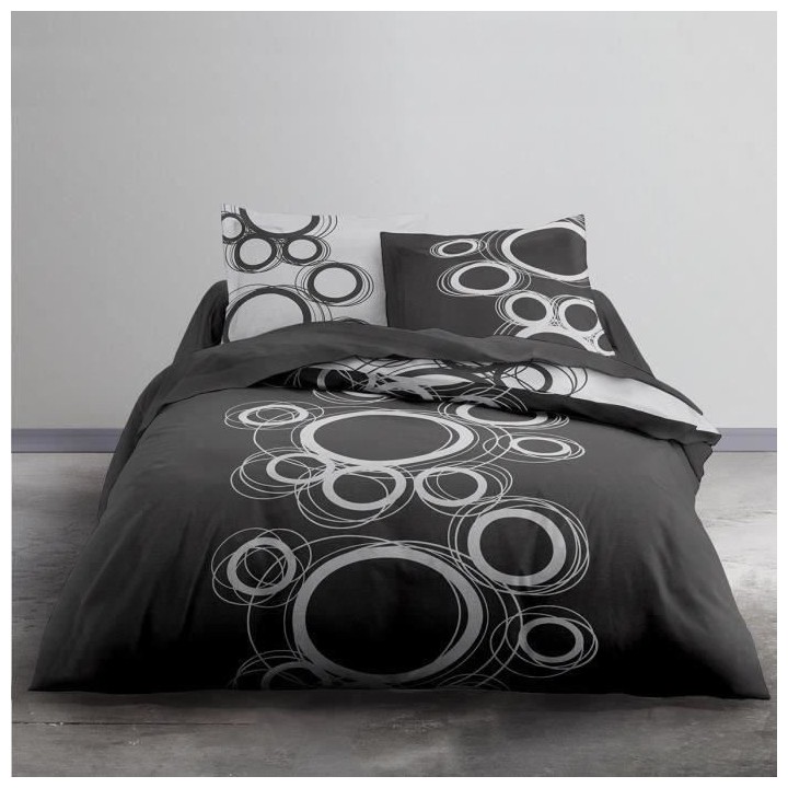 TODAY Parure de lit Coton 2 personnes - 200x200 cm - Imprimé Gris Tom