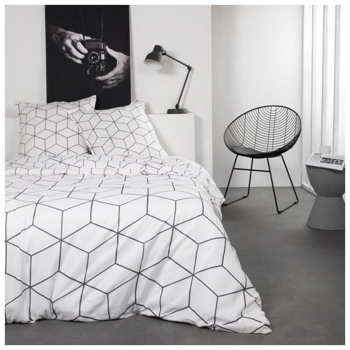 TODAY Parure de lit Coton 2 personnes - 240x260 cm - Imprimé Blanc Ra