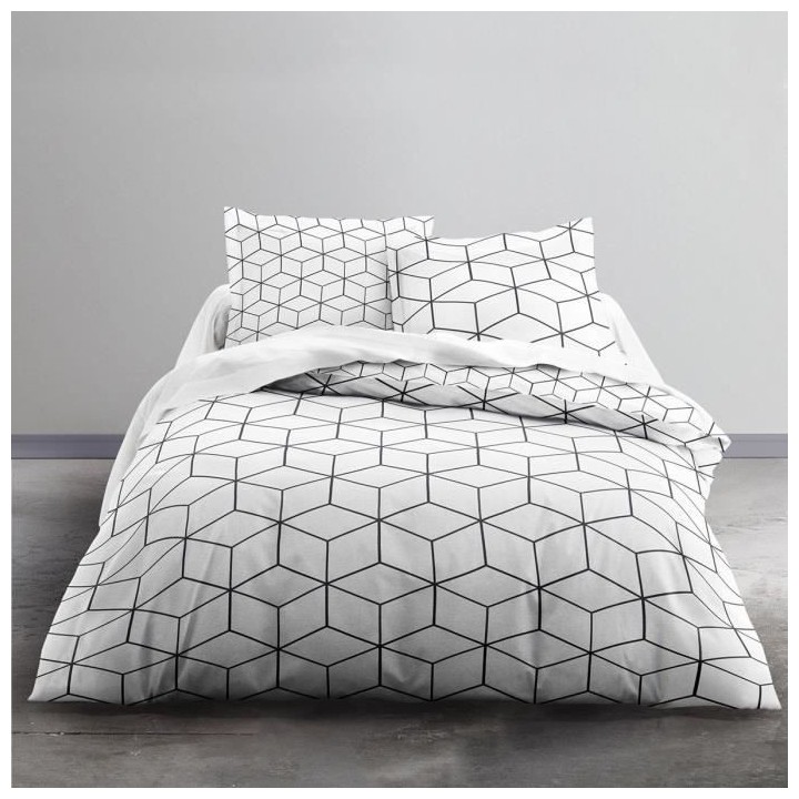 TODAY Parure de lit Coton 2 personnes - 240x260 cm - Imprimé Blanc Ra