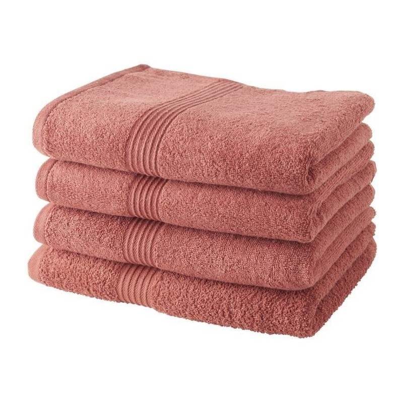 TODAY Lot de 4 Serviettes de Bain 100% coton - 50x100 cm - Terracotta