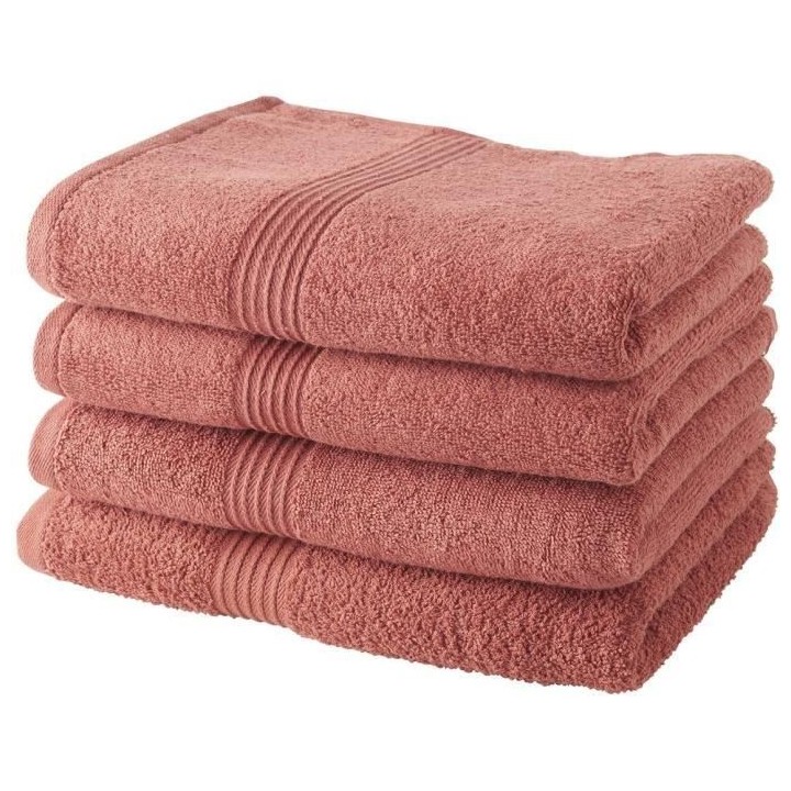 TODAY Lot de 4 Serviettes de Bain 100% coton - 50x100 cm - Terracotta