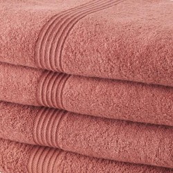 TODAY Lot de 4 Serviettes de Bain 100% coton - 50x100 cm - Terracotta