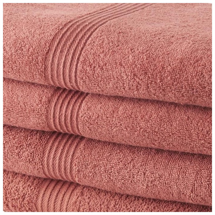 TODAY Lot de 4 Serviettes de Bain 100% coton - 50x100 cm - Terracotta