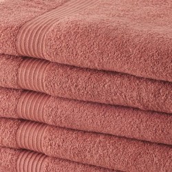 TODAY Lot de 5 Draps de Bain 100 % coton - 70x130 cm - Terracotta