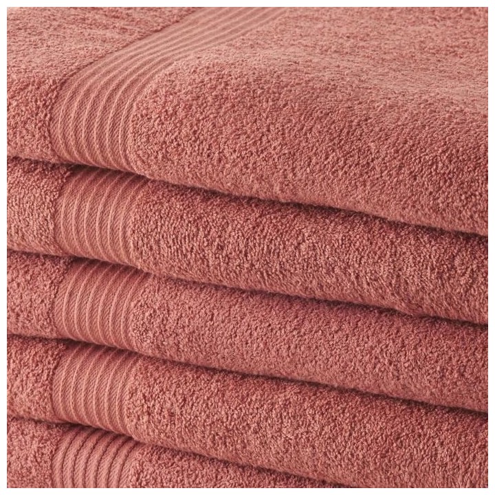 TODAY Lot de 5 Draps de Bain 100 % coton - 70x130 cm - Terracotta