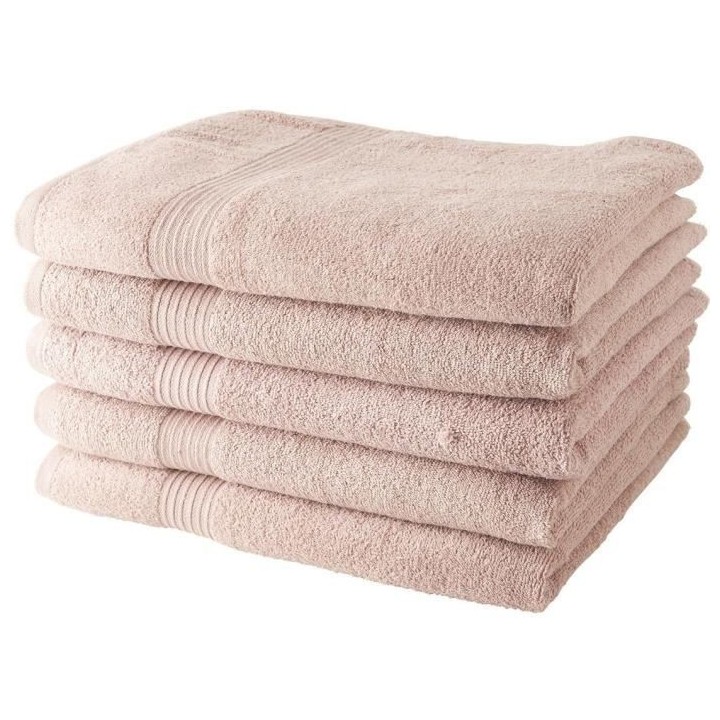 TODAY Lot de 5 Draps de Bain 100 % coton - 70x130 cm - Rose des sables