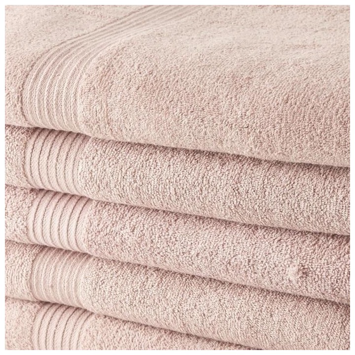 TODAY Lot de 5 Draps de Bain 100 % coton - 70x130 cm - Rose des sables