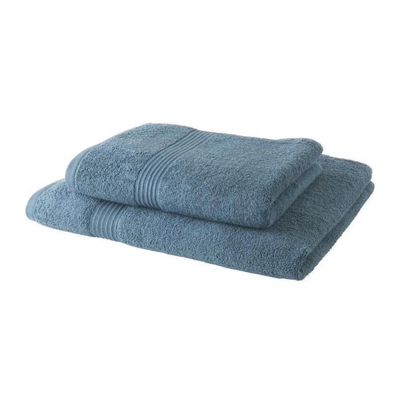 TODAY Lot de 1 Drap de Bain 100% coton 70x30 cm + 1 Serviette de Bain 50x100 cm - Paon