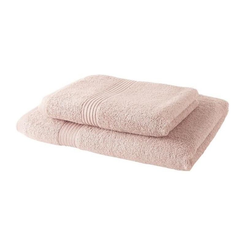 TODAY Lot de 1 Drap de Bain 100% coton 70x30 cm + 1 Serviette de Bain 50x100 cm - Rose des sables