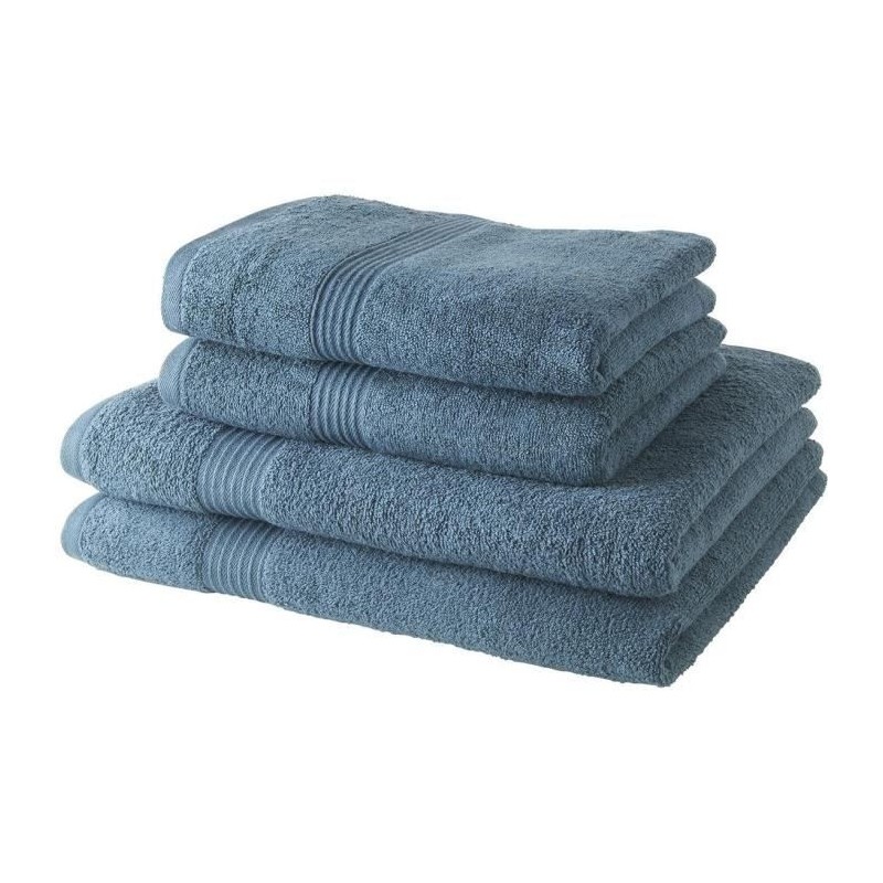 TODAY Lot de 2 Serviettes de Bain 50x100 cm + 2 Draps de Bain 70x130 cm Paon 100% coton