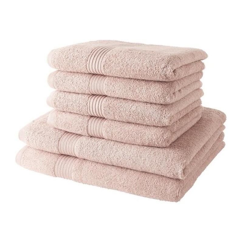 TODAY Lot de 4 Serviettes de Bain 50x100 cm + 2 Draps de Bain 70x130 cm 100% coton Rose de Sables