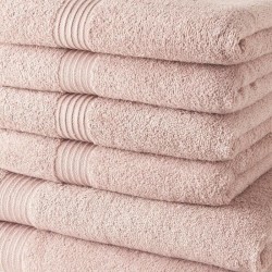 TODAY Lot de 4 Serviettes de Bain 50x100 cm + 2 Draps de Bain 70x130 cm 100% coton Rose de Sables