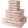 TODAY Lot de 4 Serviettes Invité 30x50 cm + 4 Serviettes de Bain 50x100 cm + 2 Draps de Bain 70x130 cm 100% coton - Rose des sa