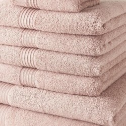 TODAY Lot de 4 Serviettes Invité 30x50 cm + 4 Serviettes de Bain 50x100 cm + 2 Draps de Bain 70x130 cm 100% coton - Rose des sa