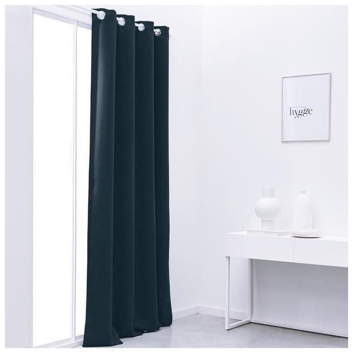 TODAY Lot de 2 rideaux occultants uni Essential - Bleu paon - 140 x 24