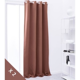 TODAY Lot de 2 rideaux occultants Essential - Terracota - oeillets arg