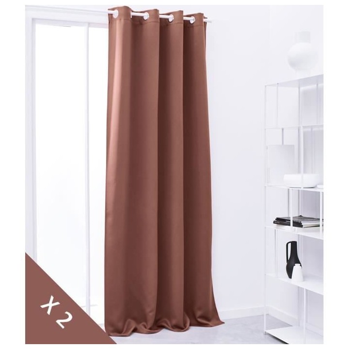 TODAY Lot de 2 rideaux occultants Essential - Terracota - oeillets arg