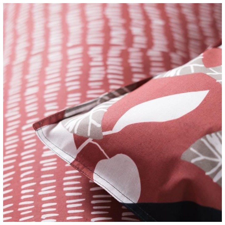 Parure de lit Sunshine - 2 personnes - 240 x 260 cm - 100% coton - Rou