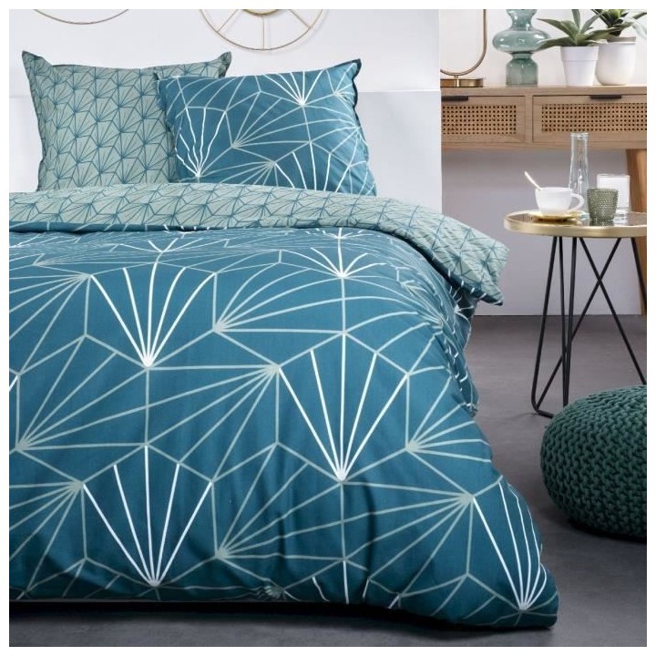 Parure de lit Sunshine - 2 personnes - 240 x 260 cm - 100% coton - Ble