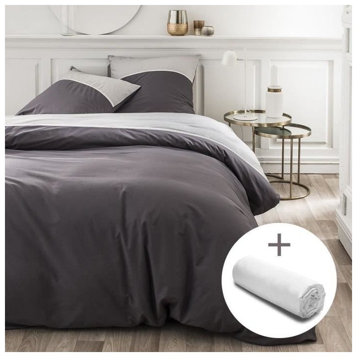 TODAY Parure de lit Gabin - 220 x 240 cm - Percale Gris